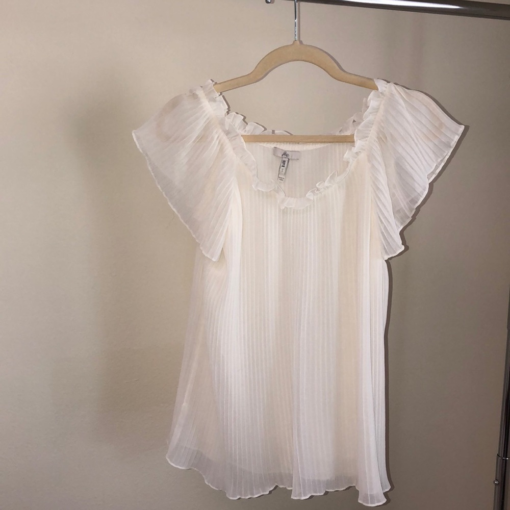 Joie ivory pleated chiffon blouse